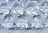 CCB1330 15 inches 8mm faceted coin white crystal beads