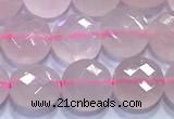 CCB1332 15 inches 8mm faceted coin rose quartz beads