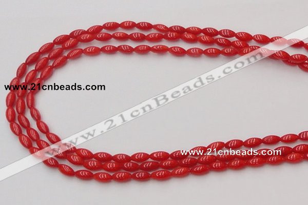 CCB134 15.5 inches 4*8mm rice red coral beads strand wholesale