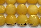 CCB1343 15 inches 8mm faceted coin jade beads