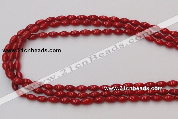 CCB135 15.5 inches 5*8mm rice red coral beads strand wholesale