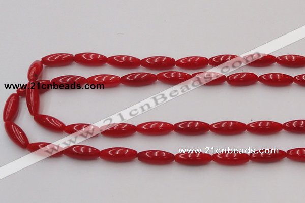 CCB136 15.5 inches 5*12mm rice red coral beads strand wholesale