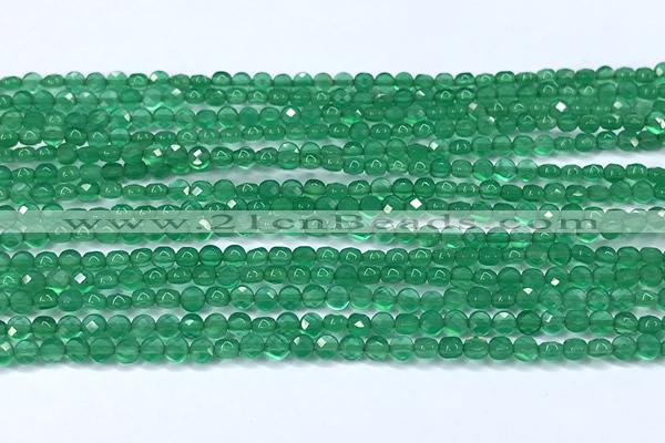 CCB1362 15 inches 2.5mm faceted coin green agate beads