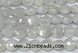 CCB1366 15 inches 4mm faceted coin white moonstone beads