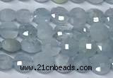 CCB1368 15 inches 4mm faceted coin aquamarine beads