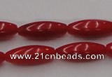 CCB137 15.5 inches 5*13mm rice red coral beads strand wholesale