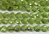 CCB1378 15 inches 4mm faceted coin peridot beads