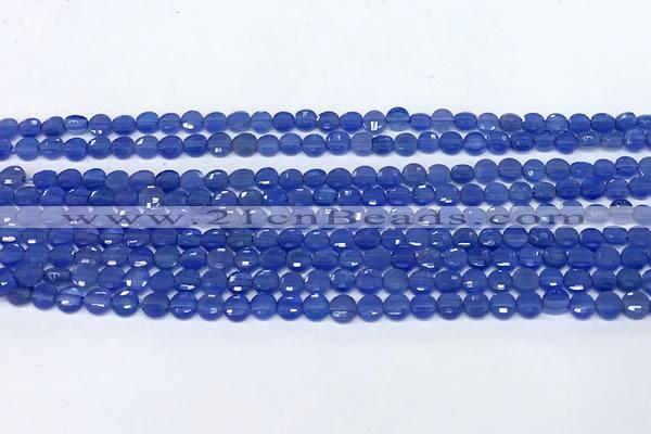 CCB1381 15 inches 4mm faceted coin blue agate beads
