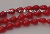 CCB139 15.5 inches 4*6mm teardrop red coral beads wholesale