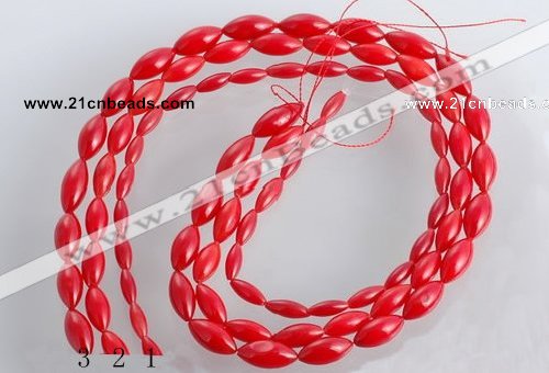 CCB14 5pcs 15.5 inches rice shape red coral beads Wholesale