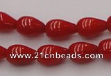 CCB140 15.5 inches 5*8mm teardrop red coral beads wholesale