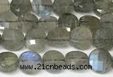 CCB1409 15 inches 6mm faceted coin labradorite beads