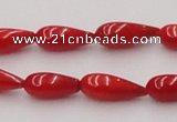 CCB141 15.5 inches 5*11mm teardrop red coral beads wholesale