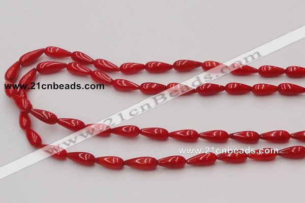 CCB141 15.5 inches 5*11mm teardrop red coral beads wholesale