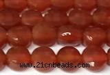 CCB1412 15 inches 6mm faceted coin red agate beads