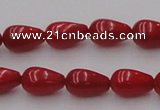 CCB143 15.5 inches 6*11mm teardrop red coral beads wholesale