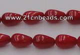 CCB143 15.5 inches 6*11mm teardrop red coral beads wholesale