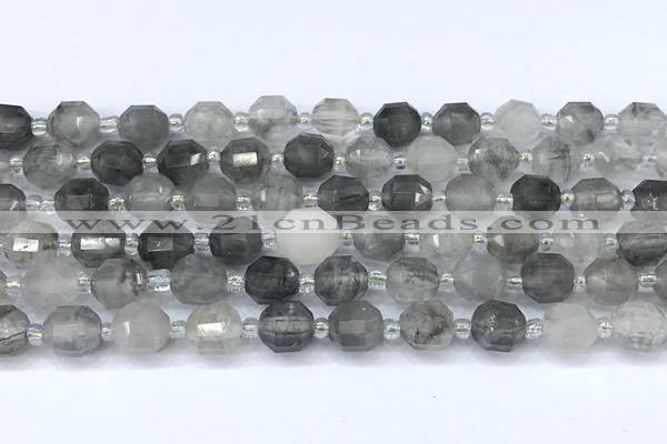 CCB1438 15 inches 7mm - 8mm faceted cloudy quartz beads