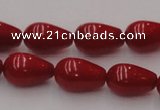 CCB144 15.5 inches 7*11mm teardrop red coral beads wholesale