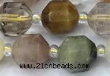 CCB1460 15 inches 9mm - 10mm faceted quartz beads