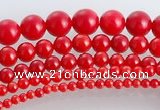 CCB15 5pcs 15.5 inches round shape red coral beads Wholesale