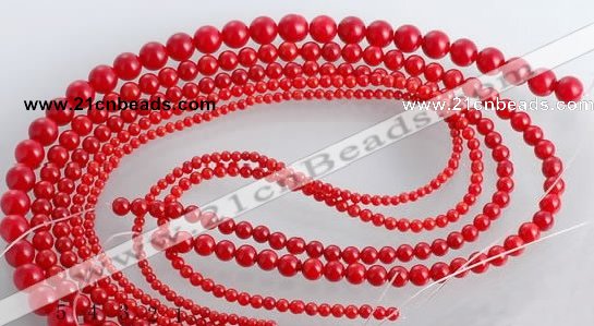 CCB15 5pcs 15.5 inches round shape red coral beads Wholesale