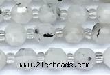 CCB1562 15 inches 5mm - 6mm faceted white moonstone beads