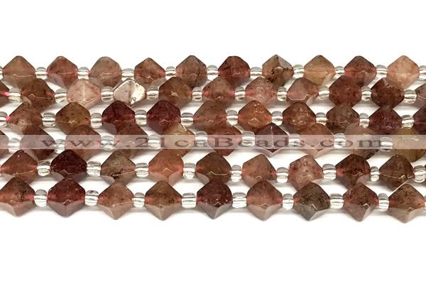 CCB1614 15 inches 10mm faceted strawberry quartz beads
