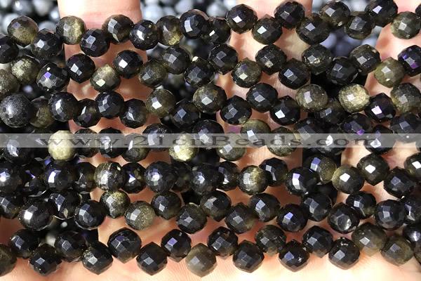 CCB1664 15 inches 6mm faceted teardrop golden obsidian beads