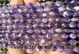 CCB1704 15 inches 6mm faceted coin dogtooth amethyst beads