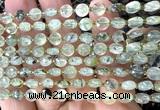 CCB1708 15 inches 6mm faceted coin green rutilated quartz beads