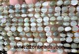 CCB1717 15 inches 6mm faceted coin green rutilated quartz beads