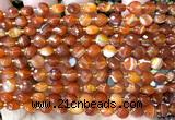 CCB1733 15 inches 6mm faceted coin red banded agate beads