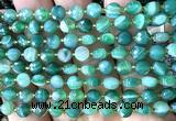 CCB1735 15 inches 6mm faceted coin green banded agate beads