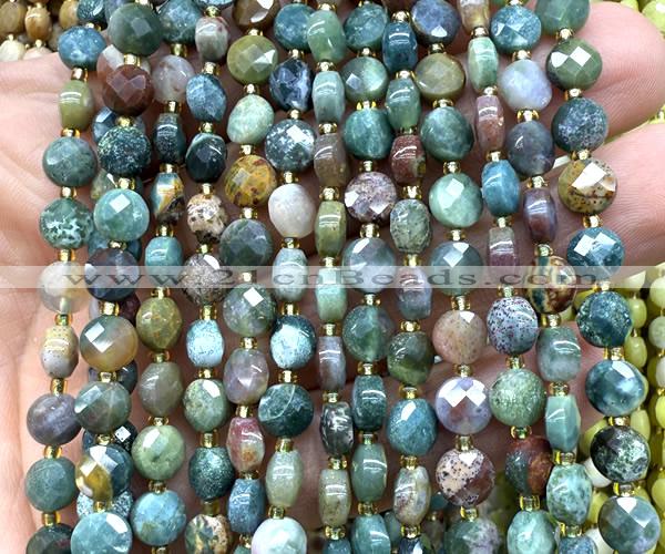 CCB1741 15 inches 6mm faceted coin ocean agate beads