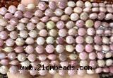 CCB1780 15 inches 6mm faceted coin pink wooden jasper beads