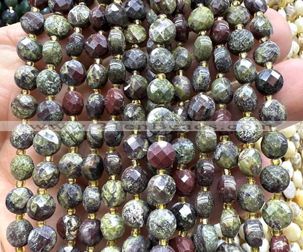 CCB1785 15 inches 6mm faceted coin dragon blood jasper beads