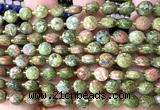 CCB1814 15 inches 6mm faceted coin unakite gemstone beads