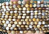 CCB1816 15 inches 6mm faceted coin fossil coral beads