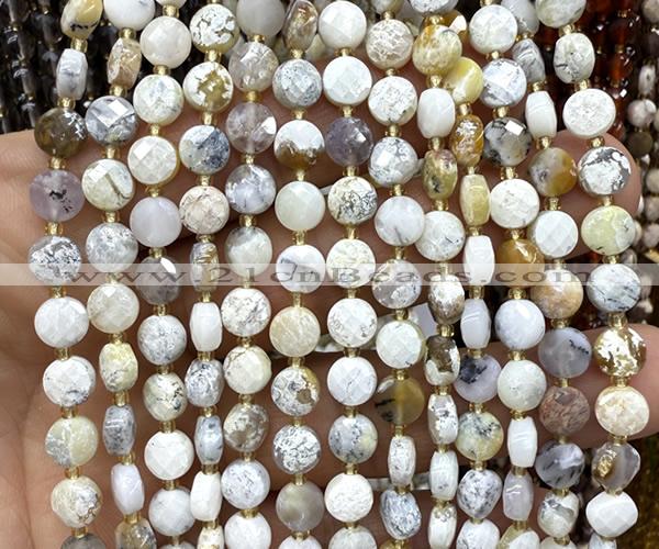 CCB1820 15 inches 6mm faceted coin yellow opal beads wholesale