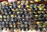 CCB1853 15 inches 6mm faceted coin yellow & blue tiger eye beads