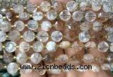 CCB1910 15 inches 8mm faceted coin black gold rutilated quartz beads