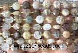 CCB1911 15 inches 8mm faceted coin phantom quartz beads