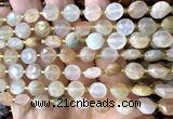 CCB1912 15 inches 8mm faceted coin red rutilated quartz beads