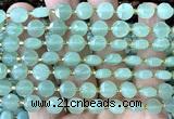 CCB1954 15 inches 8mm faceted coin green aventurine jade beads