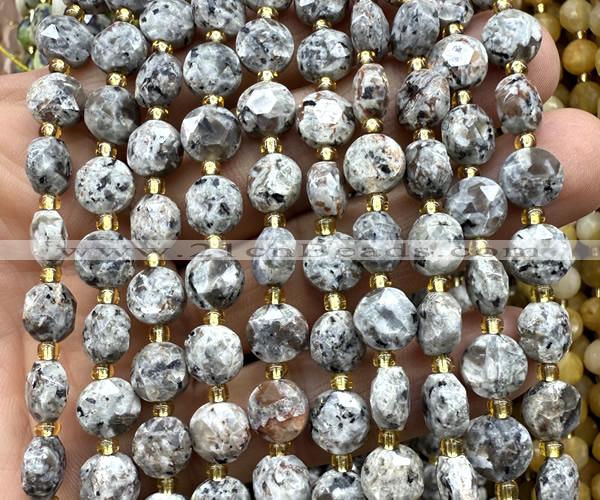 CCB1994 15 inches 8mm faceted coin yooperlite flame jasper beads