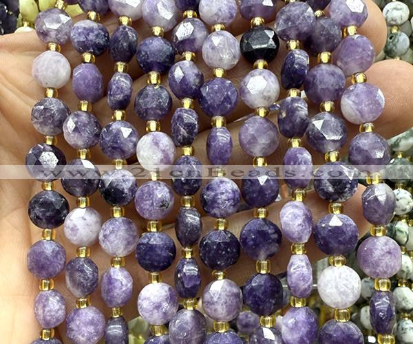 CCB2017 15 inches 8mm faceted coin lepidolite beads wholesale