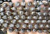 CCB2021 15 inches 8mm faceted coin Chinese snowflake obsidian beads
