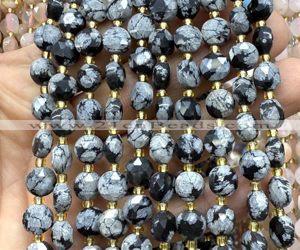 CCB2022 15 inches 8mm faceted coin snowflake obsidian beads