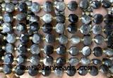 CCB2024 15 inches 8mm faceted coin silver obsidian beads